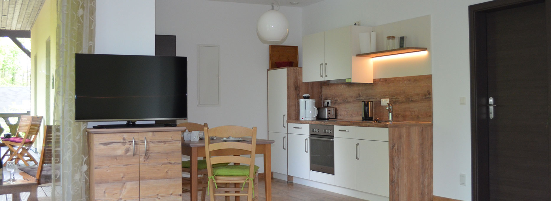 Blick auf die Küche in der Ferienwohnung